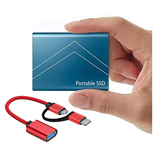 SSD externo de alta capacidad 2TB 4TB 8TB Tipo C Unidad de estado sólido portátil USB 3.1 540M/S Disco duro externo para computadoras portátiles y teléfonos celulares Con cable adaptador,4TB,Blue