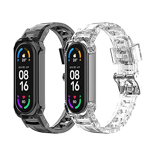 Stanchev Correa de repuesto compatible con Xiaomi Mi Band 3/4/5/6/Amazfit Band 5 bandas, paquete de 2 bandas de TPU suave, pulsera deportiva ajustable para hombres y mujeres (B & C)