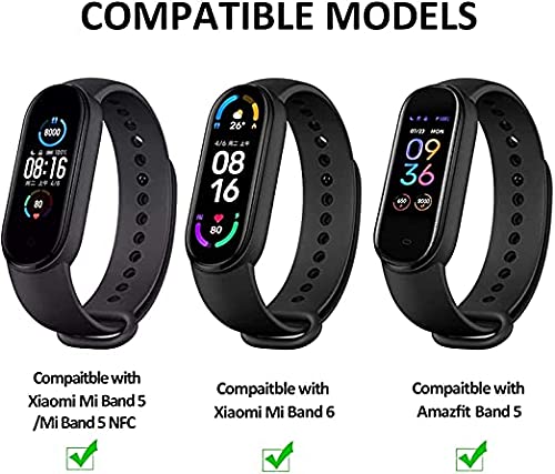 Stanchev Correa de repuesto compatible con Xiaomi Mi Band 3/4/5/6/Amazfit Band 5 bandas, paquete de 2 bandas de TPU suave, pulsera deportiva ajustable para hombres y mujeres (B & C)