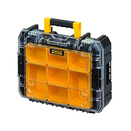 STANLEY FATMAX FMST1-80103 Conjunto Pro-Stack 3 Piezas con Cajas para Herramientas, Organizador y Base con Ruedas, Negro