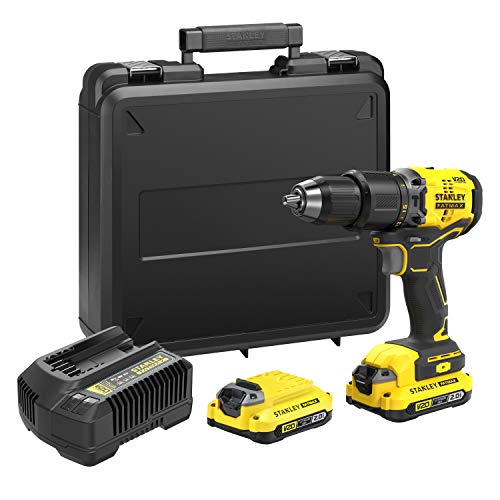 STANLEY SFMCD715D2K-QW Taladro PERCUTOR V20 LI-Ion 18V BRUSHLESS con 2 BATERÍAS 2Ah, Cargador Y MALETÍN