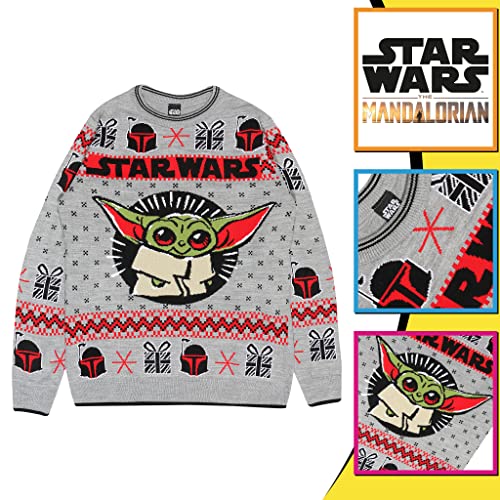 Star Wars The Mandalorian El niño Puente de Punto para Hombres Multicolor XXL | Yoda bebé, Navidad del Puente Feo suéter Fair Isle de Navidad Ideas de Regalos para Hombre Ropa