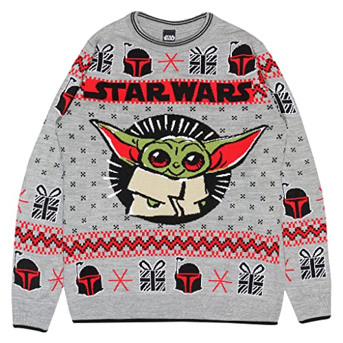 Star Wars The Mandalorian El niño Puente de Punto para Hombres Multicolor XXL | Yoda bebé, Navidad del Puente Feo suéter Fair Isle de Navidad Ideas de Regalos para Hombre Ropa