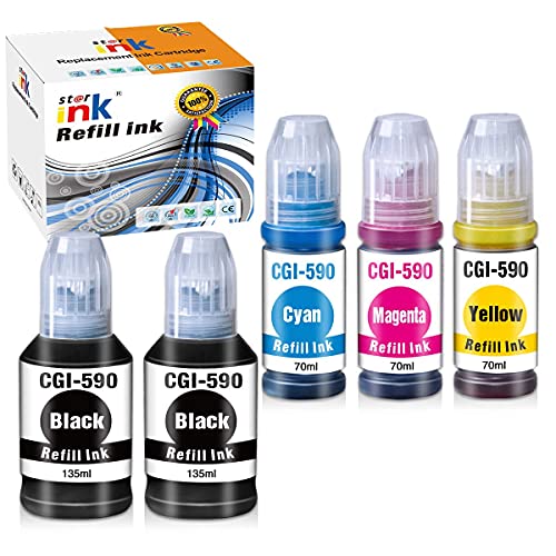 Starink - Lote de 5 cartuchos de tinta compatibles con Canon GI-590 GI 590 para Canon Pixma G1500 Pixma G1510 Pixma G2500 Pixma G2510 Pixma G3500 Pixma G3510 Pixma G4500 Pixma G4510