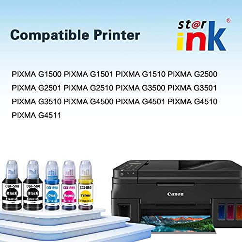 Starink - Lote de 5 cartuchos de tinta compatibles con Canon GI-590 GI 590 para Canon Pixma G1500 Pixma G1510 Pixma G2500 Pixma G2510 Pixma G3500 Pixma G3510 Pixma G4500 Pixma G4510