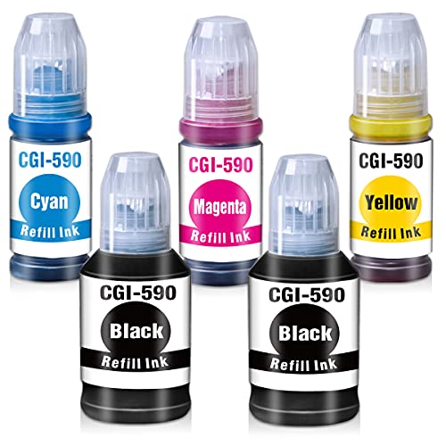 Starink - Lote de 5 cartuchos de tinta compatibles con Canon GI-590 GI 590 para Canon Pixma G1500 Pixma G1510 Pixma G2500 Pixma G2510 Pixma G3500 Pixma G3510 Pixma G4500 Pixma G4510