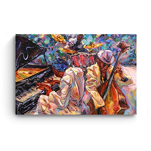 Startonight Cuadro Moderno en Lienzo - Pintura Naranja de la Música de Jazz - Pintura Abstracta Para Salon Decoración Grande 80 x 120 cm