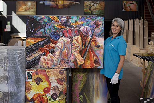 Startonight Cuadro Moderno en Lienzo - Pintura Naranja de la Música de Jazz - Pintura Abstracta Para Salon Decoración Grande 80 x 120 cm