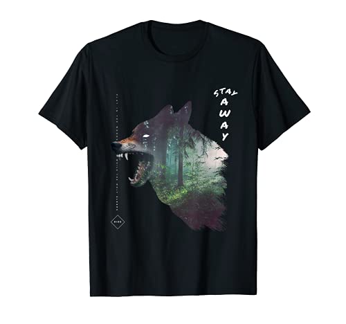 Stay Away | Impresionante Silueta de Lobo en el Bosque Camiseta