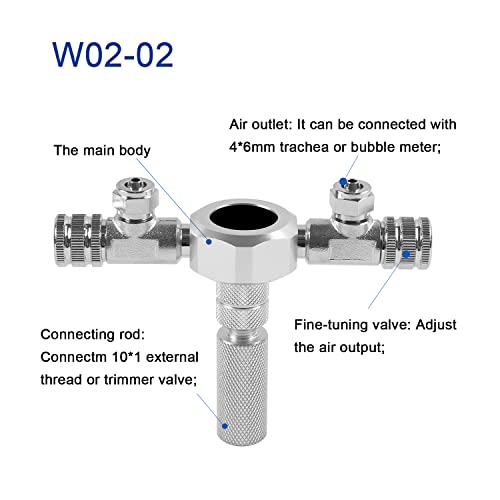 STEEIRO Divisor de CO2 para acuario, regulador de CO2 de aleación de aluminio, divisor de CO2, válvula de aguja precisa, distribuidor de CO2 con salidas de 2 vías