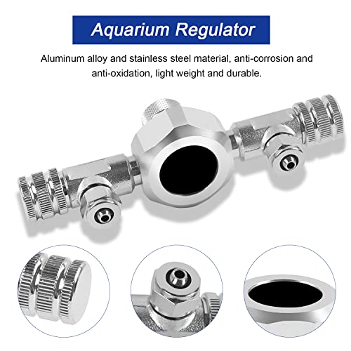 STEEIRO Divisor de CO2 para acuario, regulador de CO2 de aleación de aluminio, divisor de CO2, válvula de aguja precisa, distribuidor de CO2 con salidas de 2 vías