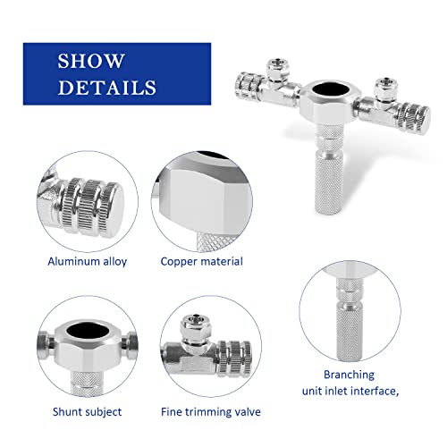 STEEIRO Divisor de CO2 para acuario, regulador de CO2 de aleación de aluminio, divisor de CO2, válvula de aguja precisa, distribuidor de CO2 con salidas de 2 vías