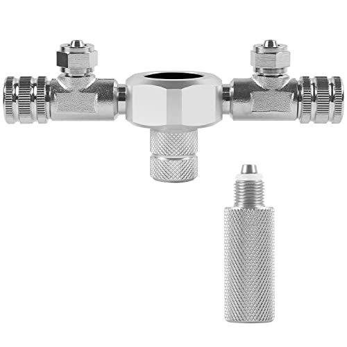 STEEIRO Divisor de CO2 para acuario, regulador de CO2 de aleación de aluminio, divisor de CO2, válvula de aguja precisa, distribuidor de CO2 con salidas de 2 vías