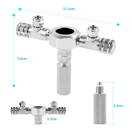 STEEIRO Divisor de CO2 para acuario, regulador de CO2 de aleación de aluminio, divisor de CO2, válvula de aguja precisa, distribuidor de CO2 con salidas de 2 vías