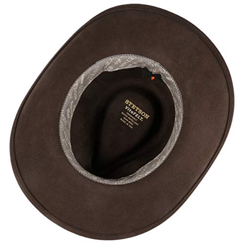 Stetson Sombrero Chasney Western VitaFelt Hombre - Made in USA Outdoor de Fieltro Rodeo con Banda Piel Verano/Invierno - M (56-57 cm) marrón Oscuro