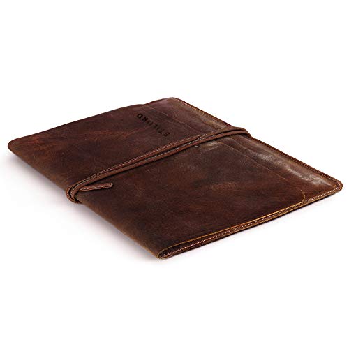 STILORD 'Collin' Funda Protectora de Piel Estilo Vintage para Tablet o portátil de 9.7-10' Portafolio o Bolsa portadocumentos de auténtico Cuero, Color:Kara - Cognac