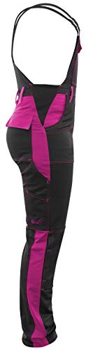 strongAnt® - Pantalón de Peto elástico de Trabajo para Mujer. Pantalón mecánico de Estiramiento Completo con Bolsillos para Rodilleras, Hecho en EU - Rosa/Negro 17