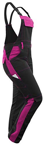 strongAnt® - Pantalón de Peto elástico de Trabajo para Mujer. Pantalón mecánico de Estiramiento Completo con Bolsillos para Rodilleras, Hecho en EU - Rosa/Negro 17