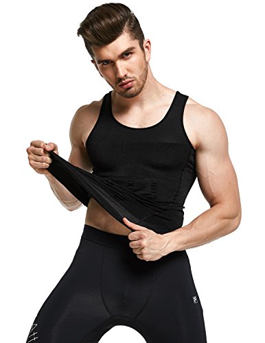 STTLZMC Faja Chaleco Hombre Adelgazante Reductora Compresion Elástica de Ropa Interior M-XXXL,Negro,Large