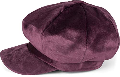 styleBREAKER Gorra de Globo para Damas con Look de Terciopelo, Gorra con Visera de Estilo Vintage, Gorra de primicia de Bakerboy, Gorra de Newsboy 04023075, Color:Violeta