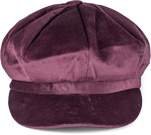 styleBREAKER Gorra de Globo para Damas con Look de Terciopelo, Gorra con Visera de Estilo Vintage, Gorra de primicia de Bakerboy, Gorra de Newsboy 04023075, Color:Violeta