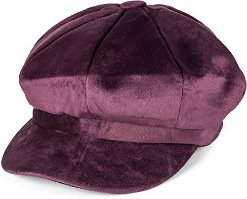 styleBREAKER Gorra de Globo para Damas con Look de Terciopelo, Gorra con Visera de Estilo Vintage, Gorra de primicia de Bakerboy, Gorra de Newsboy 04023075, Color:Violeta