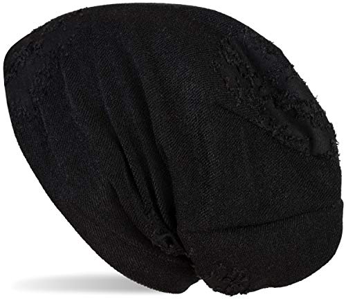 styleBREAKER Gorro Beanie Unisex con Superficie Estructura y frotada en «Look Vintage» Desgastado, Slouch, Beanie Largo 04024165, Color:Negro