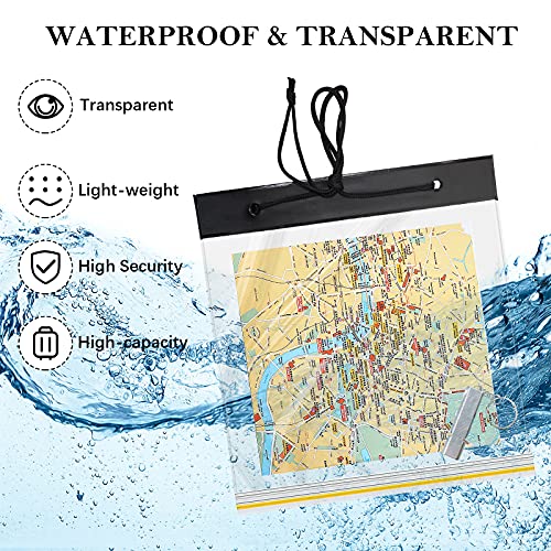 suaywo 31,5x28cm Bolsas Impermeables de Mapas de PVC y Silbato Emergencia, Estuche Impermeable de Mapas con Ventana Transparente y Correa de Cuello para Senderismo, Montañismo