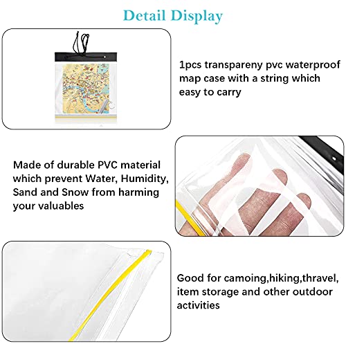 suaywo 31,5x28cm Bolsas Impermeables de Mapas de PVC y Silbato Emergencia, Estuche Impermeable de Mapas con Ventana Transparente y Correa de Cuello para Senderismo, Montañismo