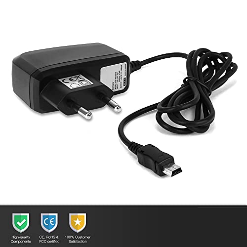 subtel® Cargador Mini USB Compatible con GPS Garmin Edge Drive DriveAssist DriveSmart Nüvi Oregon eTrex GPSMAP, Cable de Carga 2A / 2000mA de navegador SatNav, Fuente de Alimentación, Adaptador CA