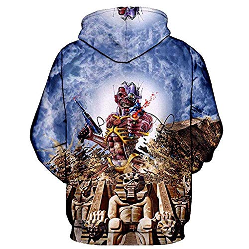 Sudadera con Capucha De ImpresióN Digital 3D HD Band Iron Maiden Band Music Skull Hoodie Sports Casual Hoodie Large Size XXS-4XL (XL)