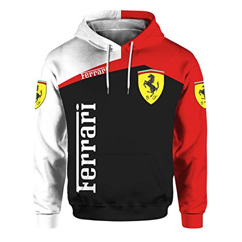 Sudadera con Capucha para Hombre De Manga Larga con Estampado Digital del Logotipo De Ferrari (1,3XL)