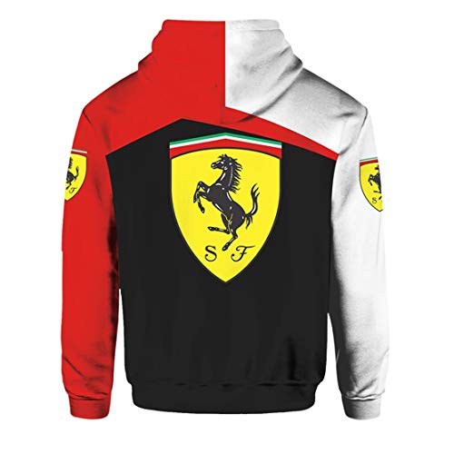 Sudadera con Capucha para Hombre De Manga Larga con Estampado Digital del Logotipo De Ferrari (1,3XL)