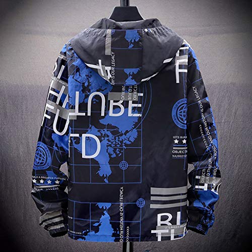 Sudadera con Capucha para Hombre Otoño Casual Nueva Impresión De Moda Sudadera con Capucha Bomber Jacket Mens Two-Sided Wear Thin