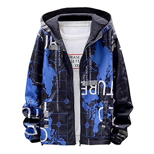 Sudadera con Capucha para Hombre Otoño Casual Nueva Impresión De Moda Sudadera con Capucha Bomber Jacket Mens Two-Sided Wear Thin