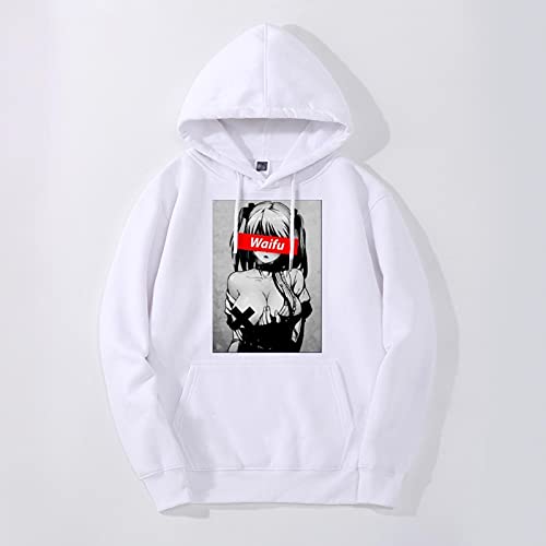 Sudaderas con Capucha Waifu Hoodie para Hombres Material Otaku Lewd Hentai Linda Chica Anime Streetwear Moda con Capucha