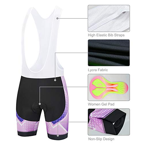 SUHINFE Maillot Ciclismo Mujer Verano, Ctraje Ciclismo y Culotte Ciclismo con 5D Gel Pad para Bicicleta de Carretera y MTB