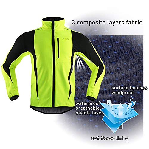 SUKUTU Chaqueta de Ciclismo para Hombre, Impermeable, a Prueba de Viento, Jersey de Bicicleta, Abrigo térmico cálido MTB, Rompevientos