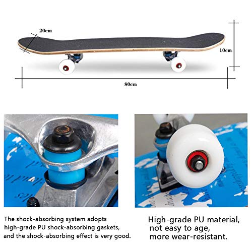 Sumeber - Tabla de skateboard para adultos, para principiantes, cumpleaños, monopatín, para adolescentes, niñas, niños y adultos, Negro