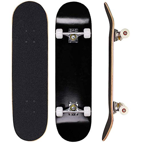 Sumeber - Tabla de skateboard para adultos, para principiantes, cumpleaños, monopatín, para adolescentes, niñas, niños y adultos, Negro