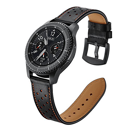 SUNDAREE Compatible con Correa Galaxy Watch 3 45MM/Galaxy Watch 46MM,22mm Cuero Reemplazo Banda Pulseras Smartwatch Correa for Samsung Galaxy Watch 46/Watch 3 45MM/Gear S3 frontier/Huawei Watch GT2 46