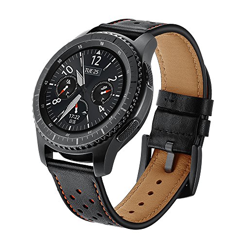 SUNDAREE Compatible con Correa Galaxy Watch 3 45MM/Galaxy Watch 46MM,22mm Cuero Reemplazo Banda Pulseras Smartwatch Correa for Samsung Galaxy Watch 46/Watch 3 45MM/Gear S3 frontier/Huawei Watch GT2 46