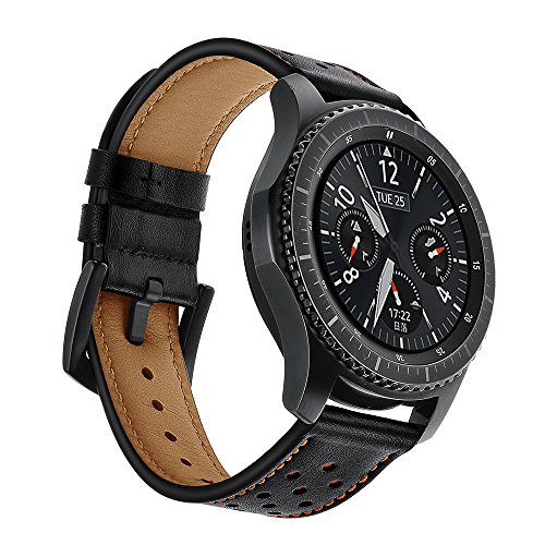 SUNDAREE Compatible con Correa Galaxy Watch 3 45MM/Galaxy Watch 46MM,22mm Cuero Reemplazo Banda Pulseras Smartwatch Correa for Samsung Galaxy Watch 46/Watch 3 45MM/Gear S3 frontier/Huawei Watch GT2 46