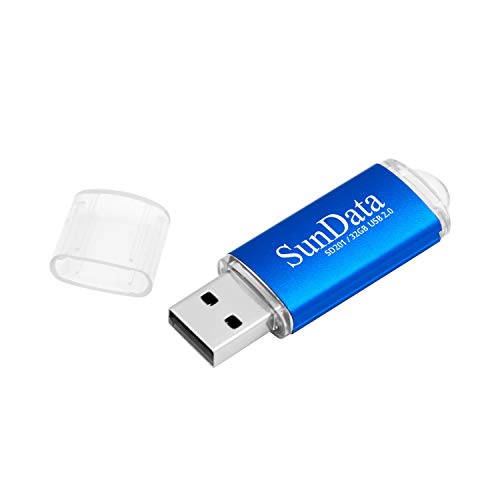 SunData Memorias USB 3 Piezas 32GB PenDrives 32GB Unidad Flash USB2.0 Pen Drive con Luz LED (3 Colores: Negro Azul Rojo)