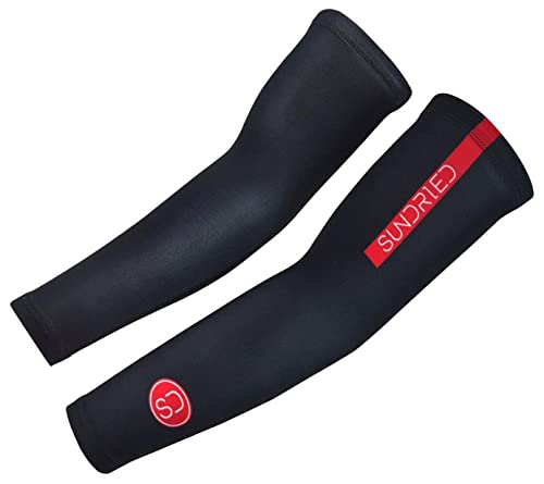 SUNDRIED Calentadores de Ciclo del Brazo de Las Mangas para los Ciclistas Mejor Ciclismo Accesorios y Ropa de Invierno Armwarmers térmicos (Negro, S)