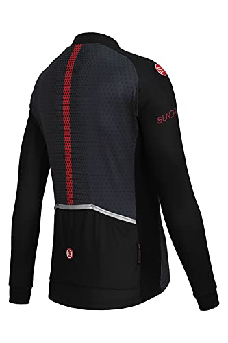 SUNDRIED Camiseta de Ciclismo de Manga Larga para Mujer, Camiseta de Ciclismo de Carretera, Camiseta de Bicicleta de montaña (Negro, M)