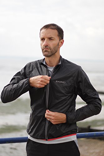 SUNDRIED Ligera lluvia poco voluminoso Running Jacket (Negro, L)