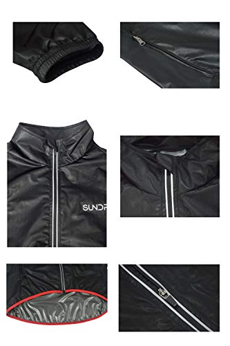 SUNDRIED Ligera lluvia poco voluminoso Running Jacket (Negro, L)