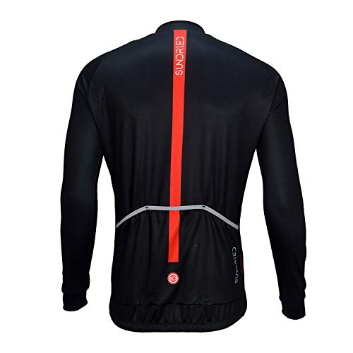 SUNDRIED Manga Larga para Hombre Jersey de Ciclo Bici del Camino de MTB Ropa de la Bicicleta (Negro, XS)