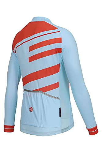 SUNDRIED Mujer Camiseta de Ciclismo Retro Manga Larga Bicicleta de Pista Camiseta de Ciclismo Mujer Azul Camiseta de Bicicleta de Montaña (Azul, XS)